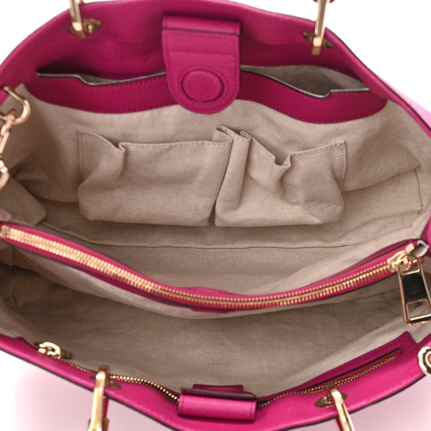 Pebbled Calfskin Medium Bamboo Shopper Tote Bright Bougainvillea