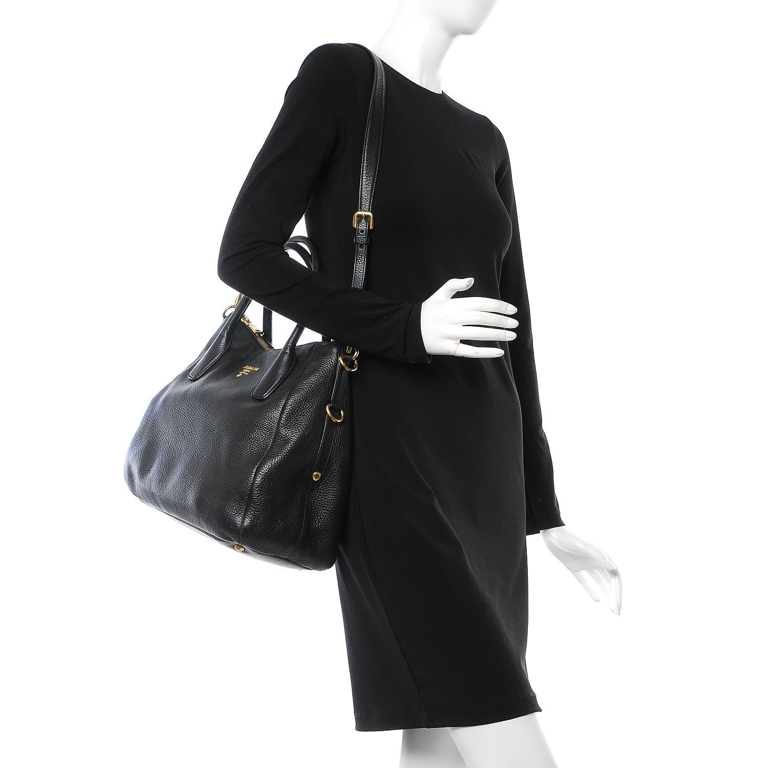 Prada Vitello Daino Tote Black 3 of 11