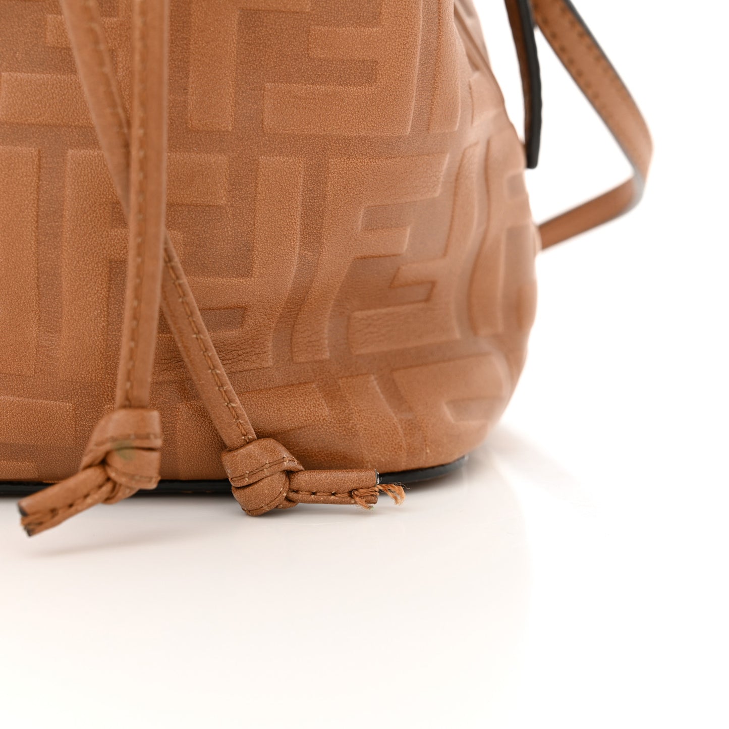 Vitello Cristallo Nature F is Fendi FF 1974 Embossed Mini Mon Tresor Bucket Bag Cuoio