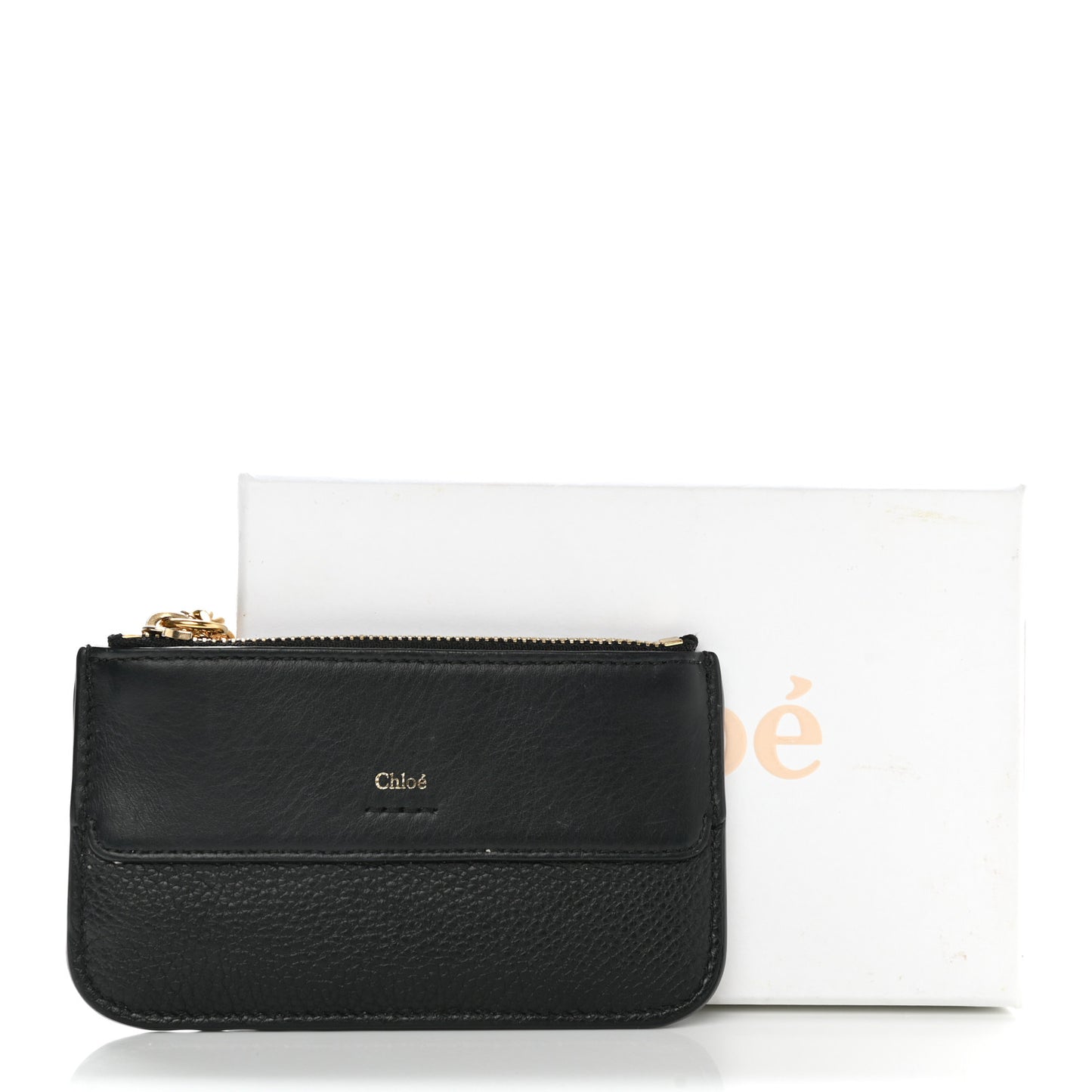 Grained Calfskin Drew Card Holder Black