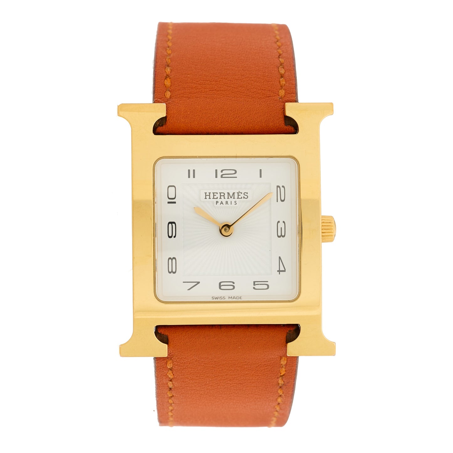 Stainless Steel Swift 26mm Heure H Hour Quartz Watch Orange