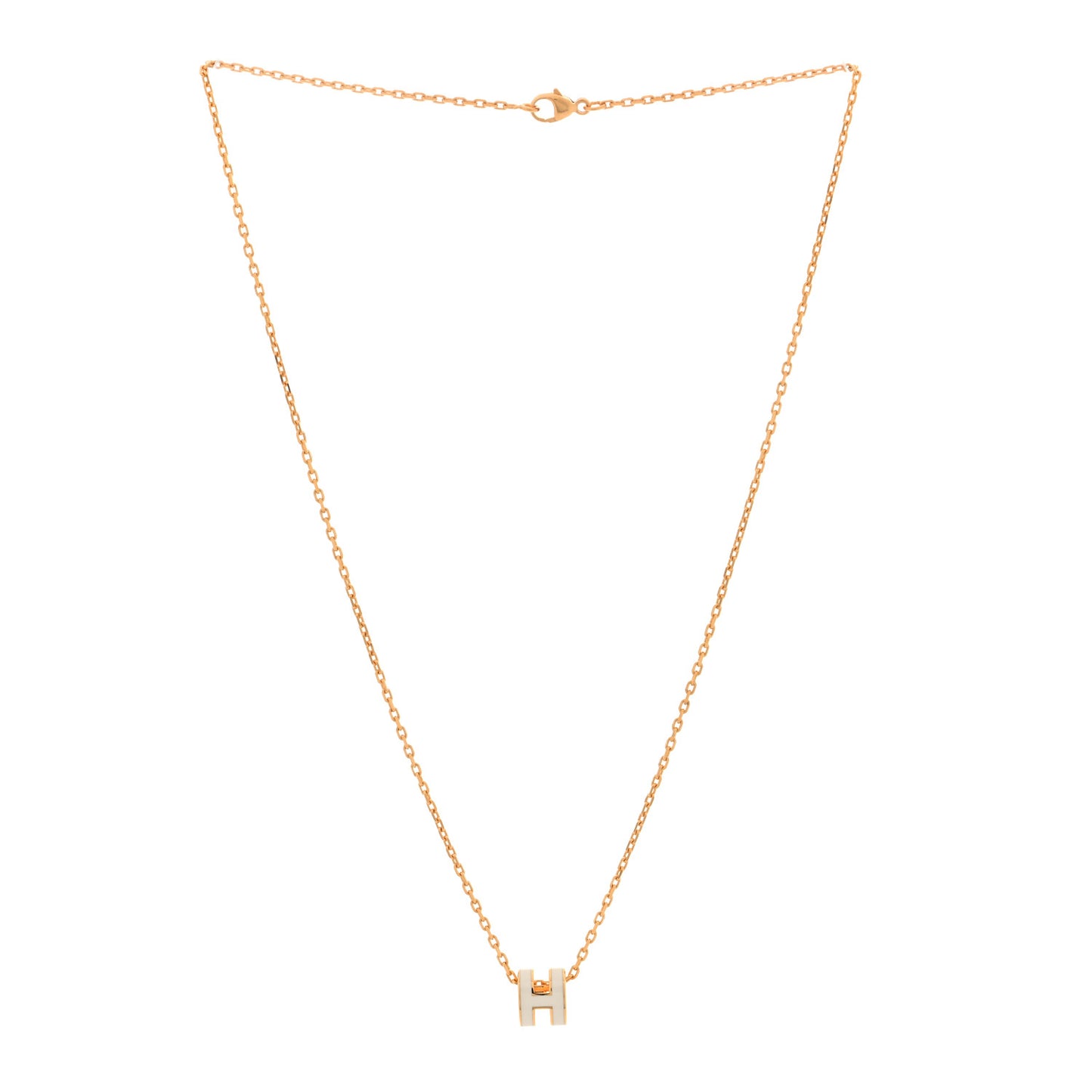 Lacquered Gold Mini Pop H Pendant Necklace White