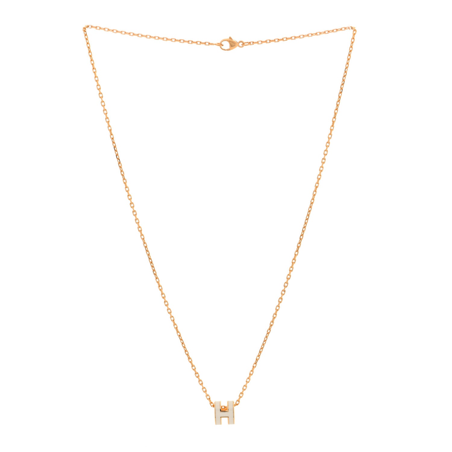 Hermes Lacquered Gold Mini Pop H Pendant Necklace White 3 of 6