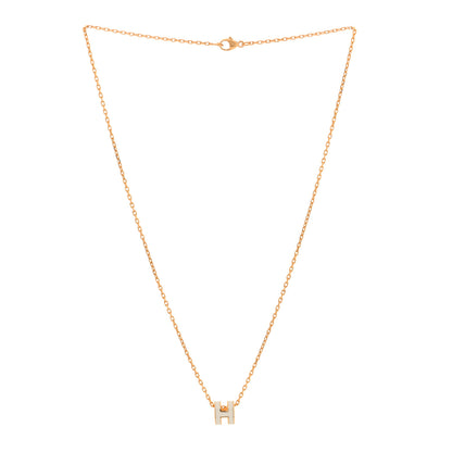 Hermes Lacquered Gold Mini Pop H Pendant Necklace White 3 of 6