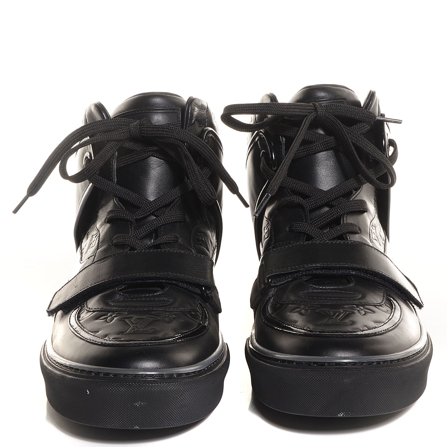 Louis Vuitton Patent Calfskin Embossed Monogram Tower Sneakers 9 Black 2 of 5