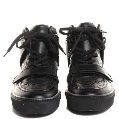 Louis Vuitton Patent Calfskin Embossed Monogram Tower Sneakers 9 Black 2 of 5