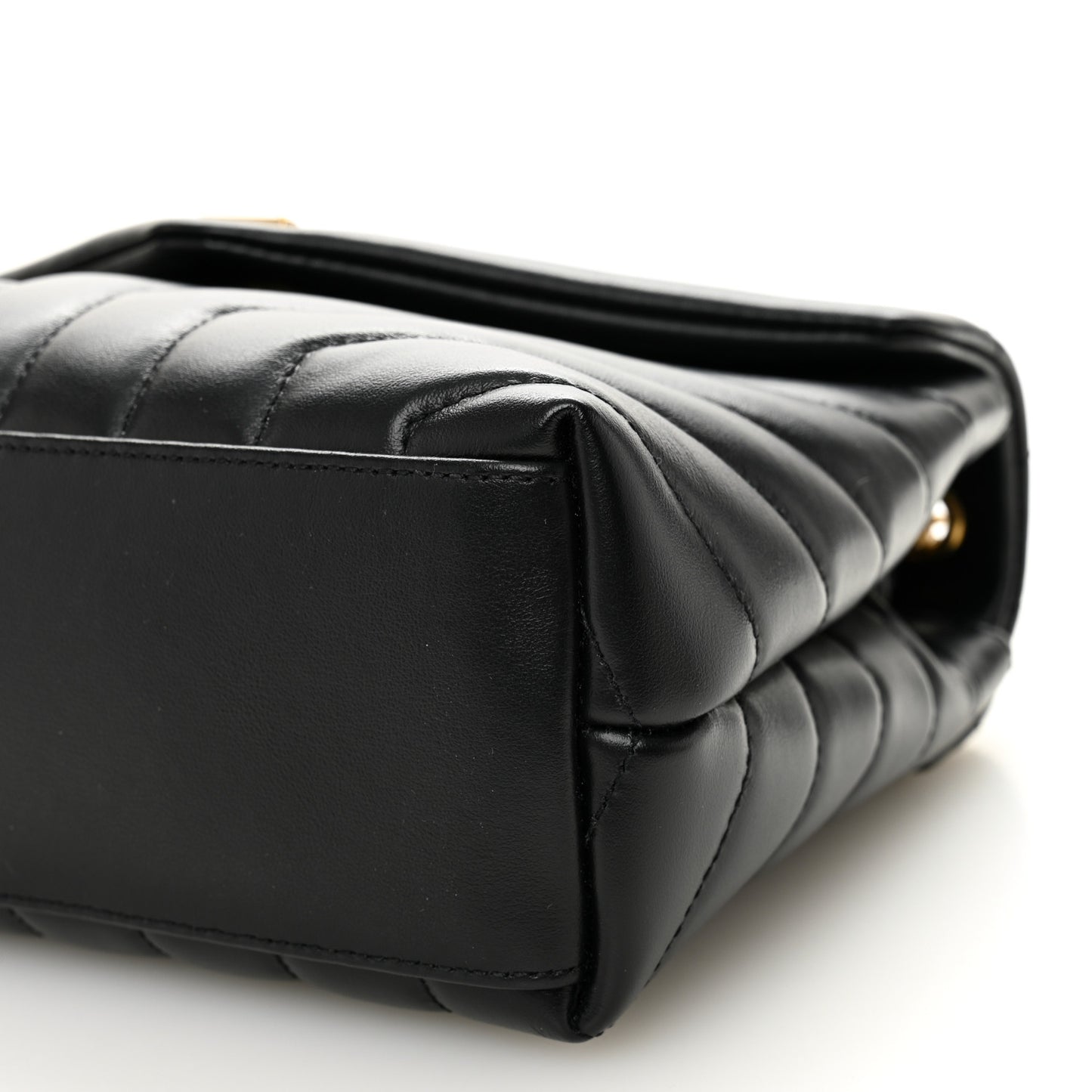 Calfskin Y Quilted Monogram Small Loulou Chain Satchel Black