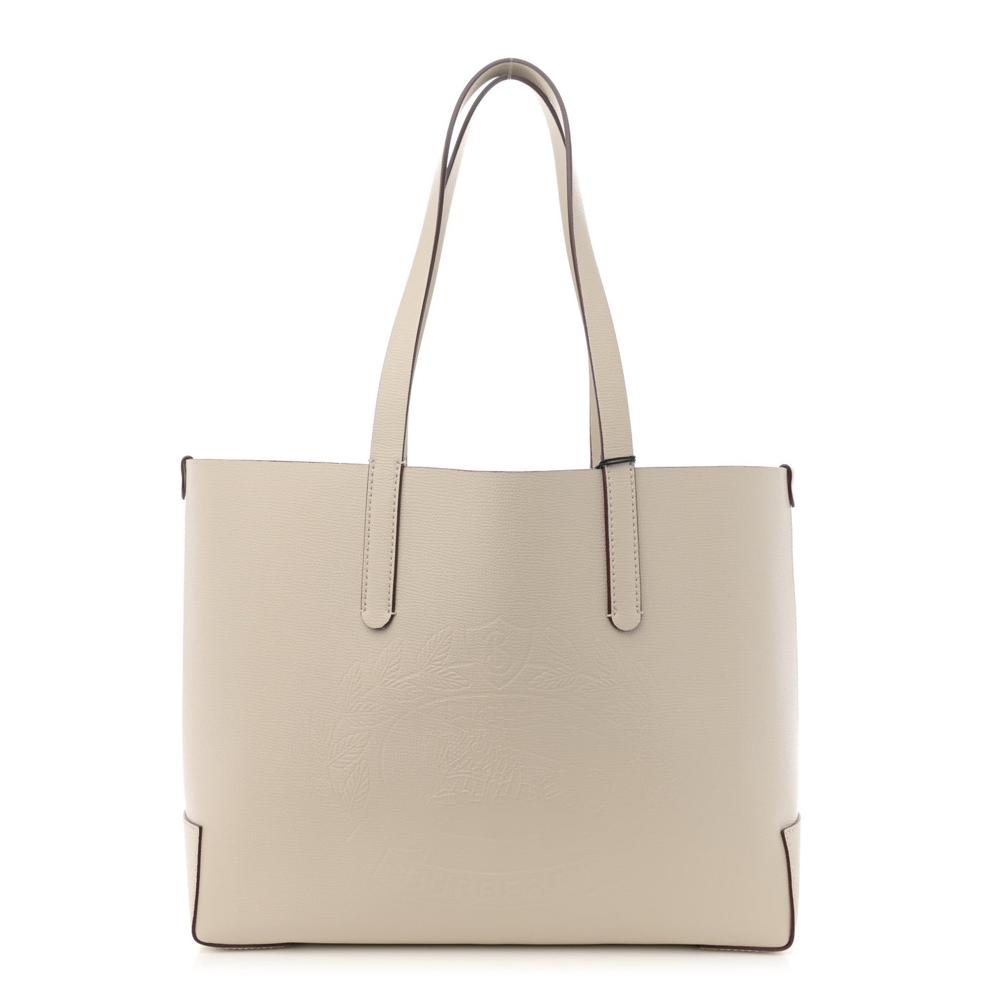 Calfskin Crest Embossed Small Tote Limestone