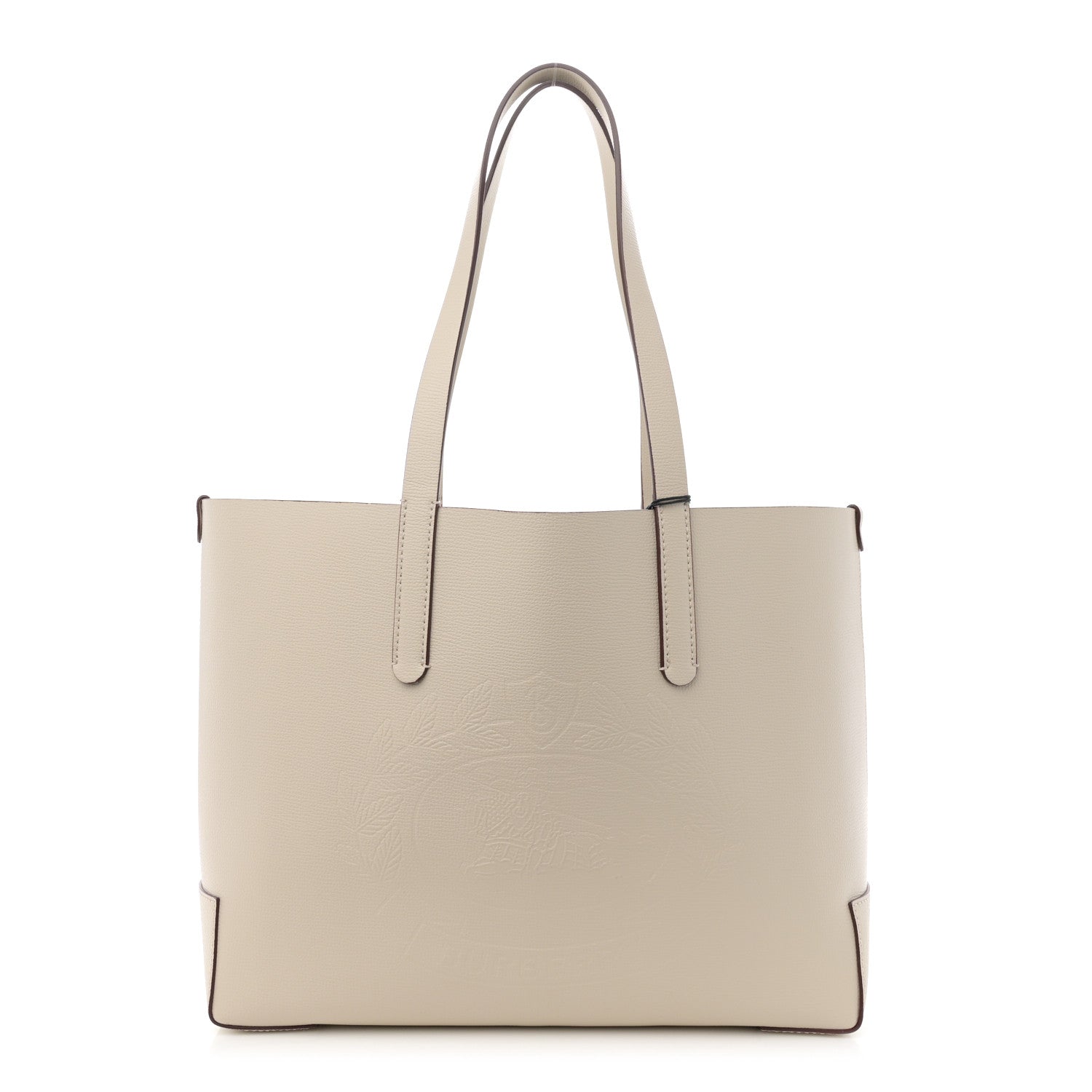 Burberry Calfskin Crest Embossed Small Tote Limestone 1 of 10