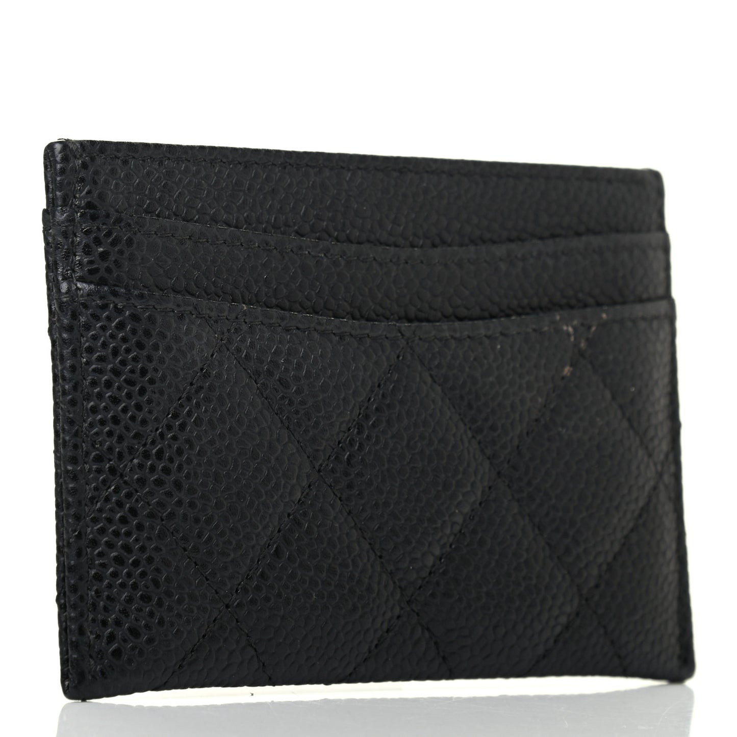 Caviar Quilted Card Holder Black
