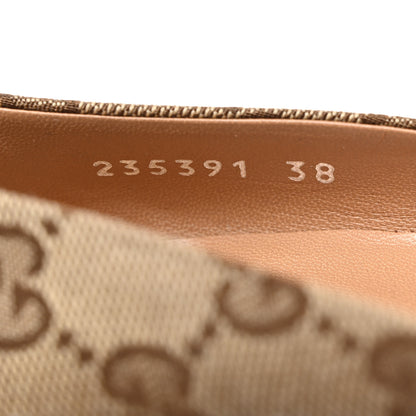 Gucci Monogram GG Grained Calfskin Horsebit Pumps 38 Brown 7 of 9
