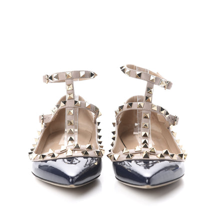 Valentino Garavani Patent Rockstud Cage Ballerina Flats 39 Indigo Poudre 2 of 7