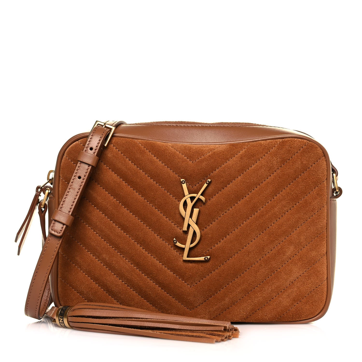Saint Laurent Suede Matelasse Monogram Lou Camera Bag Cinnamon 1 of 11