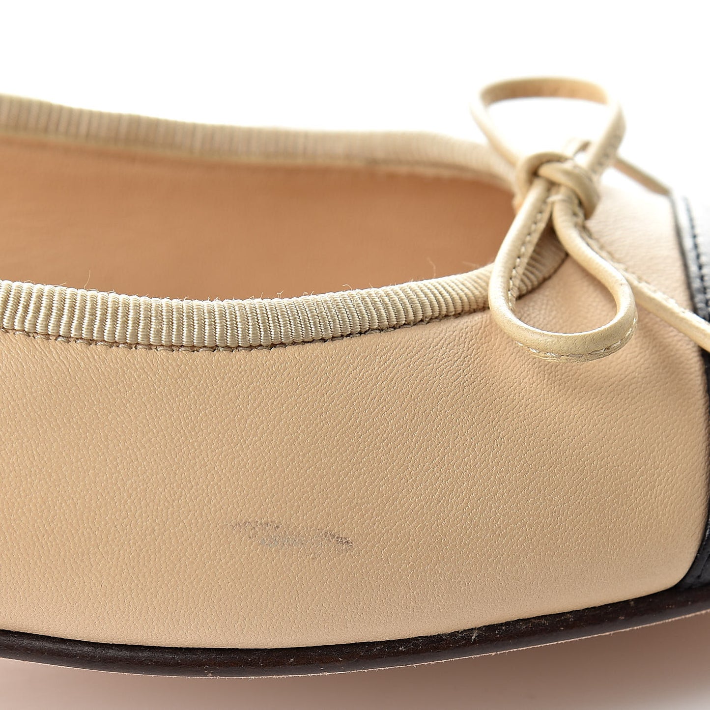 Lambskin Cap Toe CC Ballerina Flats 36 Beige Black