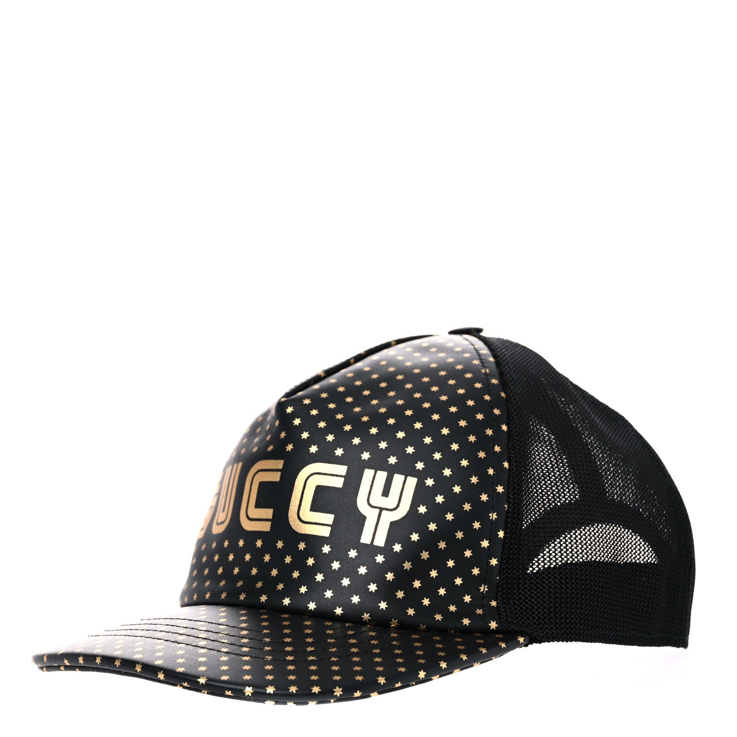 Gucci X SEGA Calfskin GUCCY Stars Baseball Hat L Black Gold 1 of 8