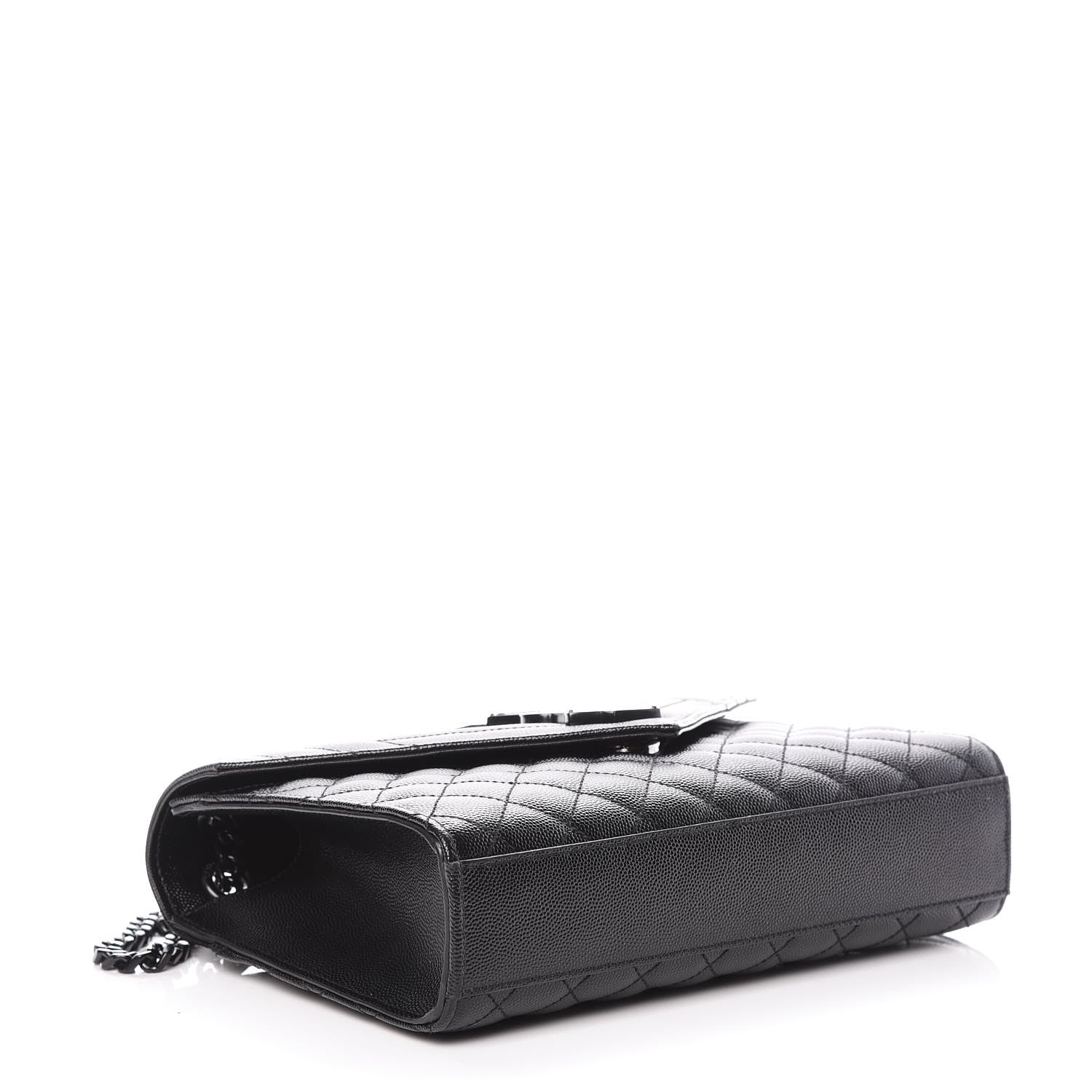 Saint Laurent Grain De Poudre Textured Mixed Matelasse Triquilt Medium Monogram Satchel Black 4 of 9