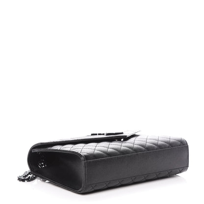 Saint Laurent Grain De Poudre Textured Mixed Matelasse Triquilt Medium Monogram Satchel Black 4 of 9