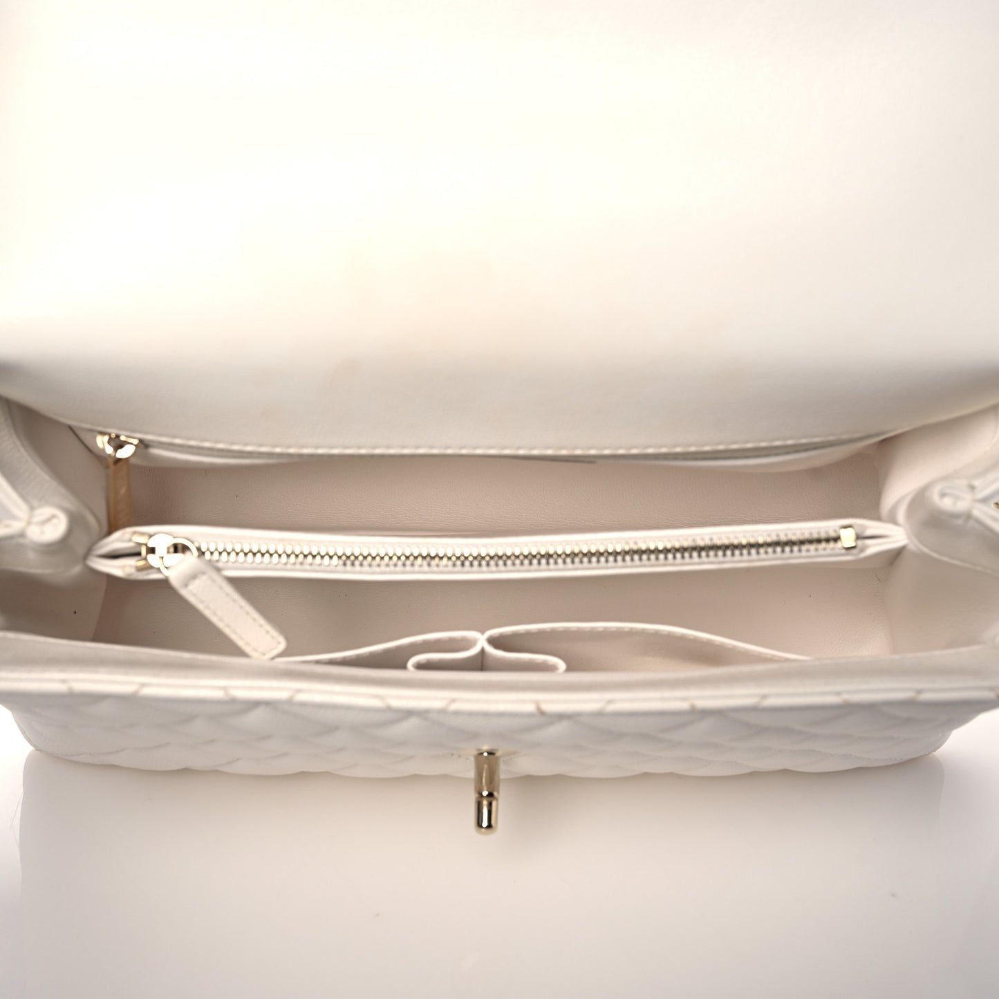 Caviar Quilted Small Coco Handle Flap White