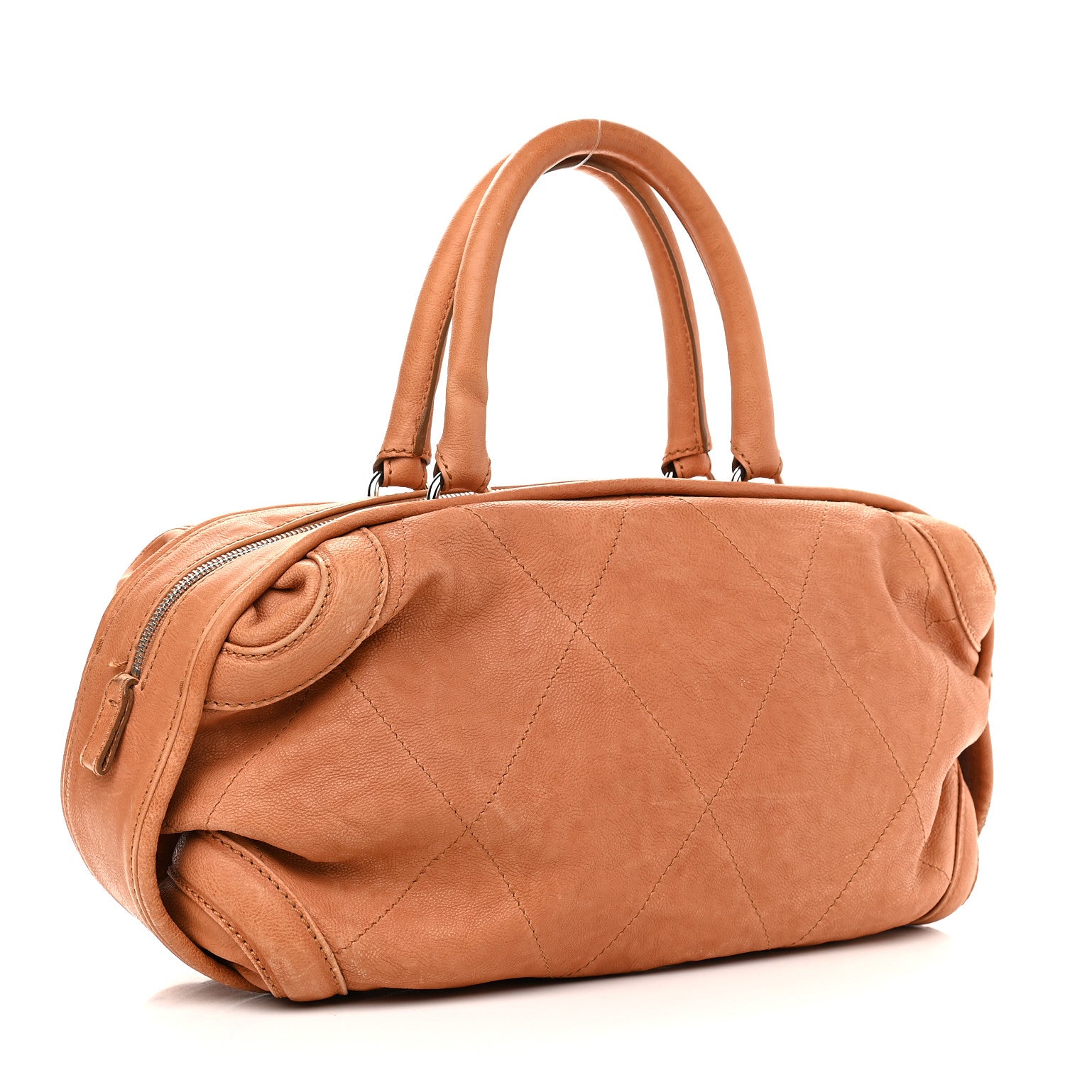 Chanel Calfskin Stitched Bowler Light Brown 2 of 11