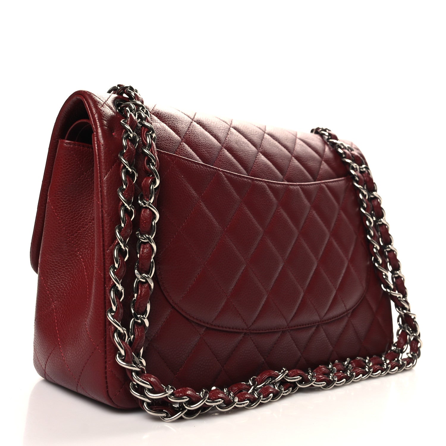 Chanel Caviar Quilted Jumbo Double Flap Dark Red 3 of 13
