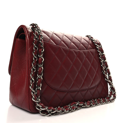 Chanel Caviar Quilted Jumbo Double Flap Dark Red 3 of 13