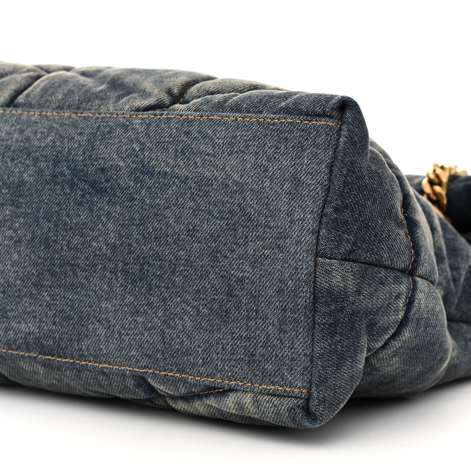 Saint Laurent Denim Quilted Medium Loulou Puffer Monogram Chain Satchel Blue Cinnamon 10 of 12