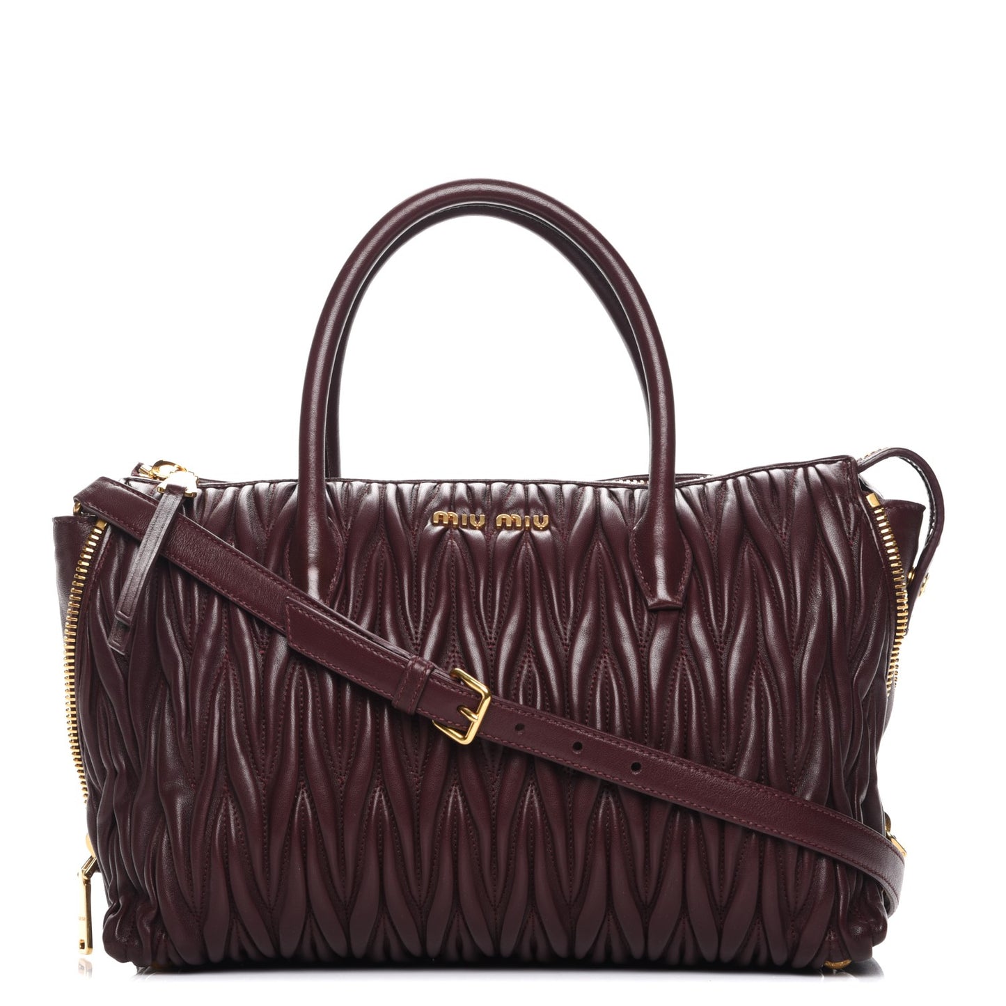 Nappa Matelasse Large Trapeze Zip Tote Granato