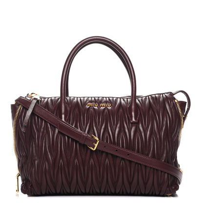 Miu Miu Nappa Matelasse Large Trapeze Zip Tote Granato 1 of 9
