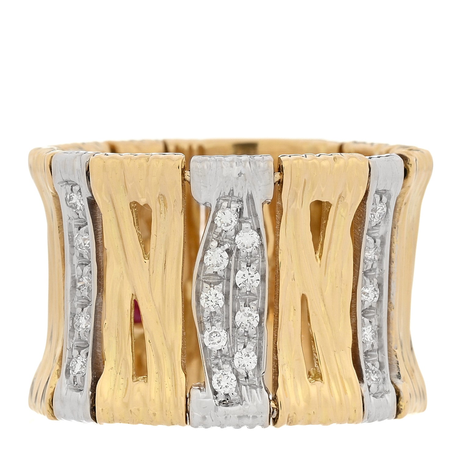 Roberto Coin 18K Yellow White Gold Diamond Elephantino Ring 54 7 1 of 5