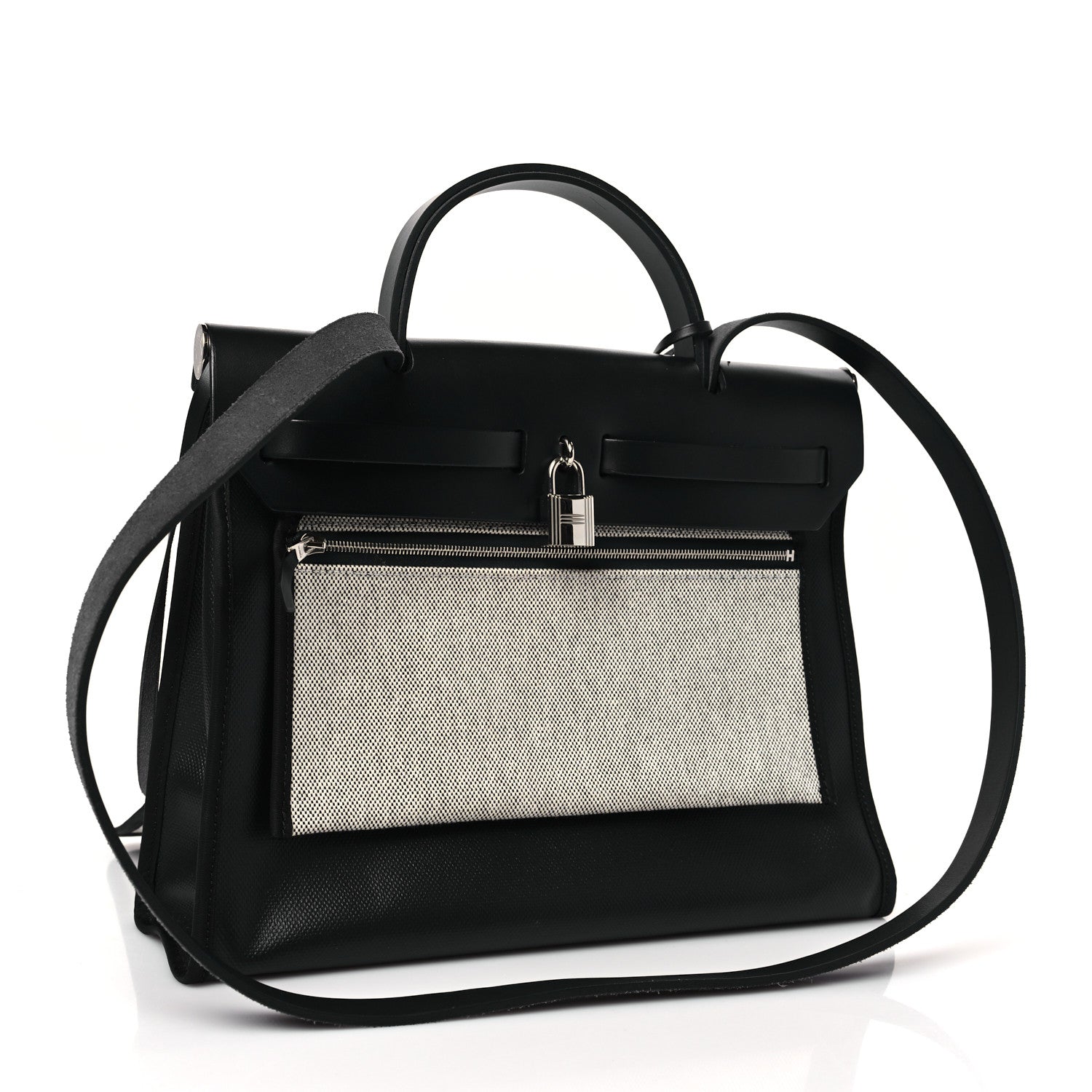 Hermes Toile H Berline Vache Hunter Herbag Zip PM 31 Black Ecru 4 of 9