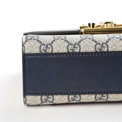Gucci GG Supreme Monogram Moon Calfskin Small Padlock Shoulder Bag Beige Blue Mystic White Hibiscus Red 5 of 8