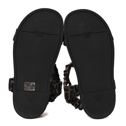 Fendi Satin FF Ruched Sandals 38.5 Tobacco Black 5 of 8