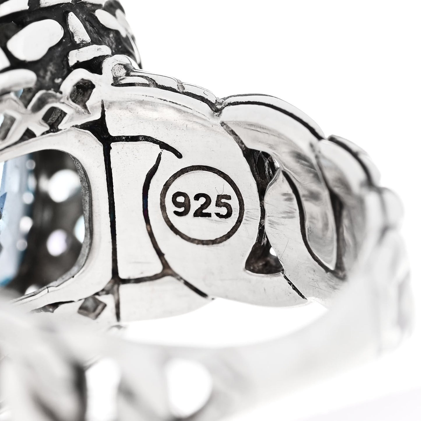 Sterling Silver Blue Topaz Iolite Aquamarine Batu Classic Chain Ring 50 5.5