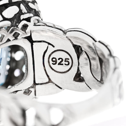 John Hardy Sterling Silver Blue Topaz Iolite Aquamarine Batu Classic Chain Ring 50 5.5 6 of 6