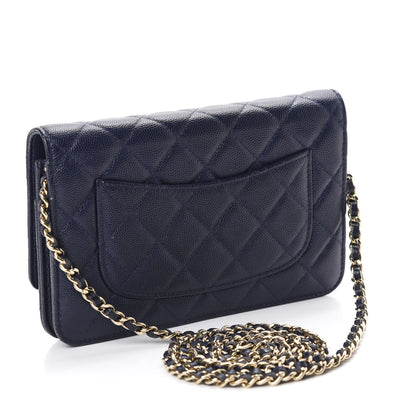 Chanel Caviar Quilted Wallet On Chain WOC Navy Blue 3 of 13