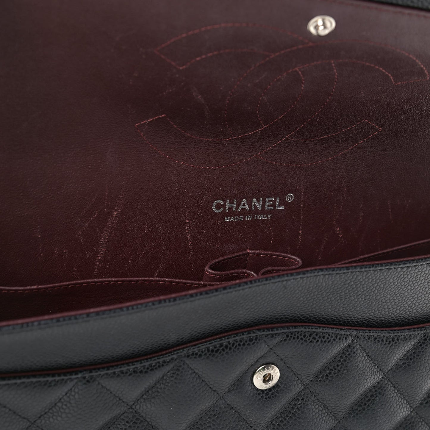 Caviar Quilted Jumbo Double Flap Black