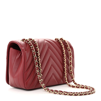 Chanel Calfskin Chevron Quilted Mini Statement Flap Red 3 of 11