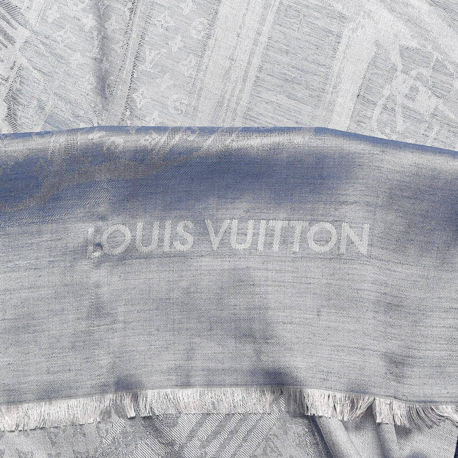 Louis Vuitton Cashmere Silk Steamer Shawl Blue 3 of 3