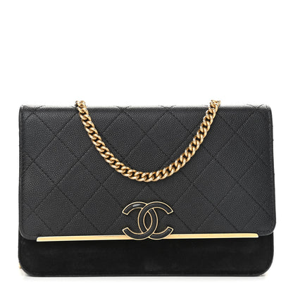 Chanel Caviar Suede Stitched Lady Coco Wallet On Chain WOC Black 1 of 11