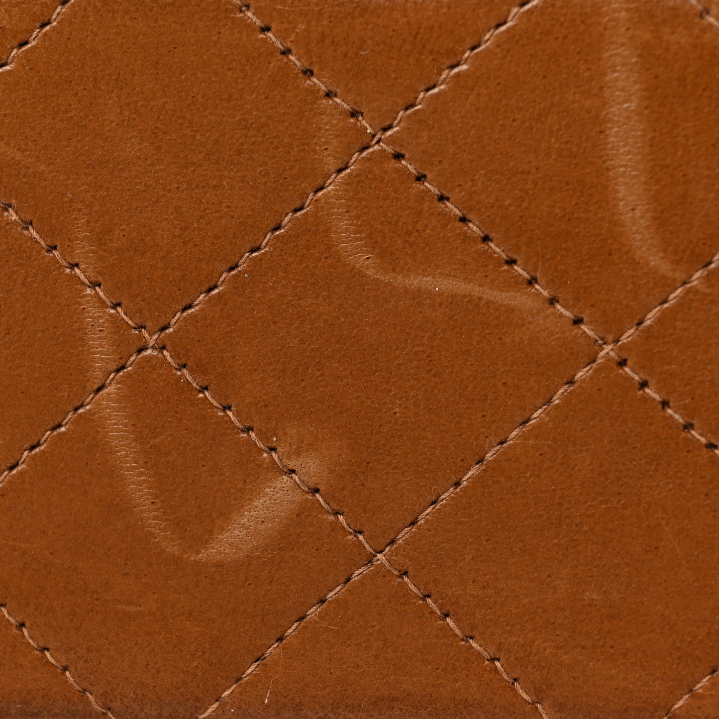 Lambskin Quilted Mini Square Flap Brown