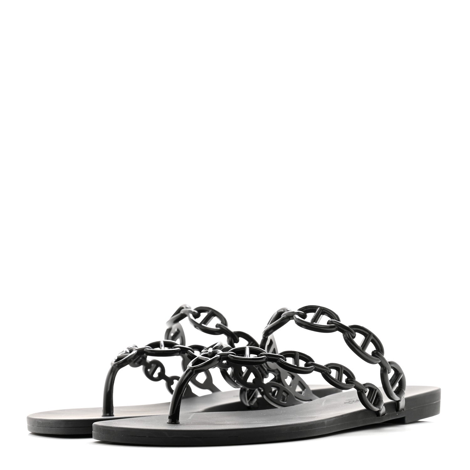 Hermes Rubber Chaine d'Ancre Island Sandals 36 Black 3 of 8