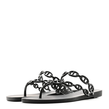 Hermes Rubber Chaine d'Ancre Island Sandals 36 Black 3 of 8