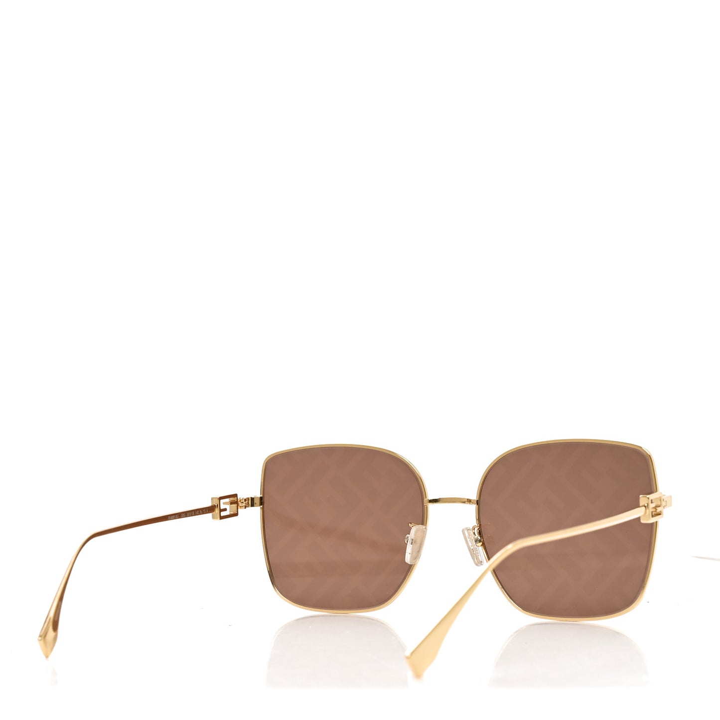 Metal Baguette Square Sunglasses FE40013U Gold Brown