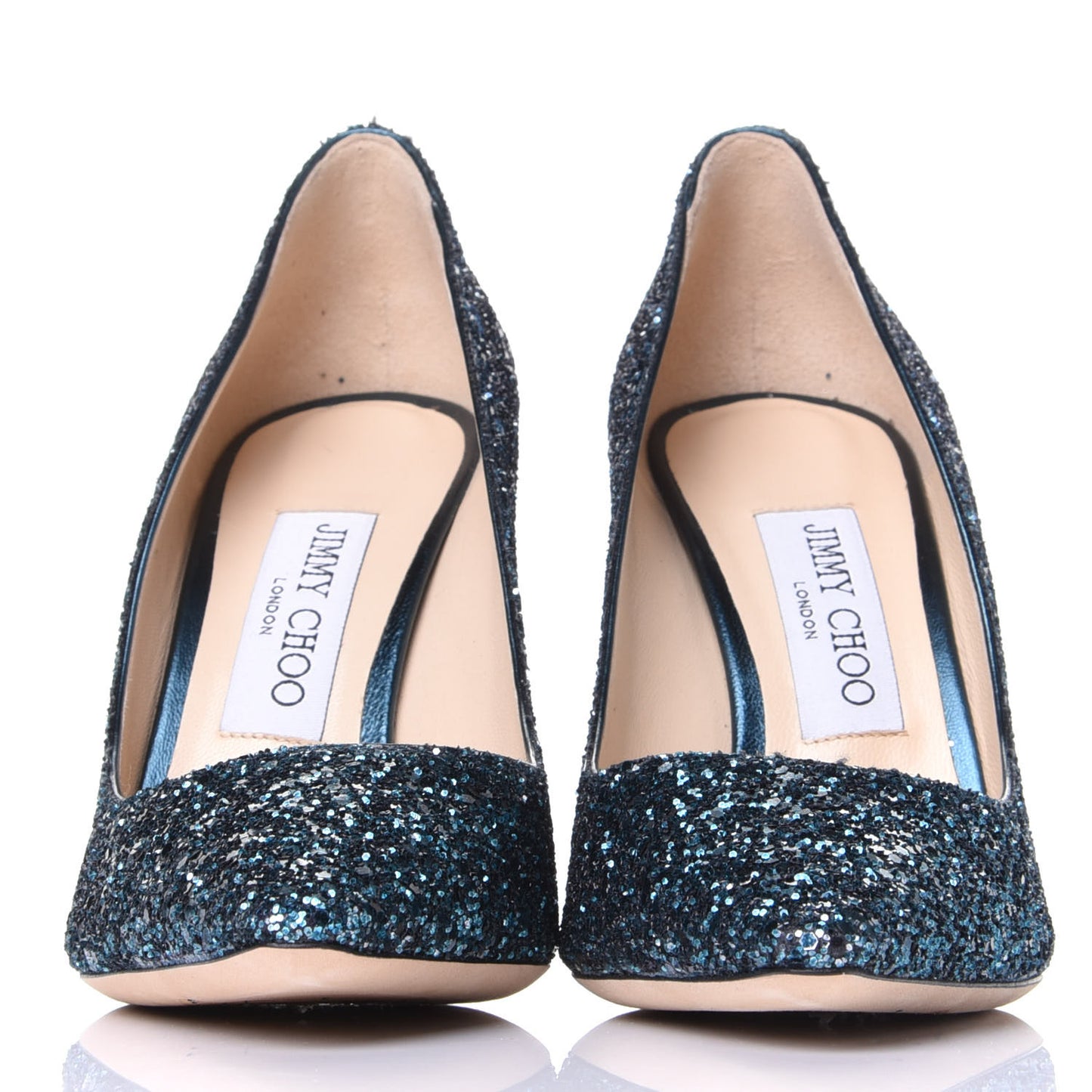 Glitter Pointy Toe Romy 100 Pumps 37.5 Peacock Navy