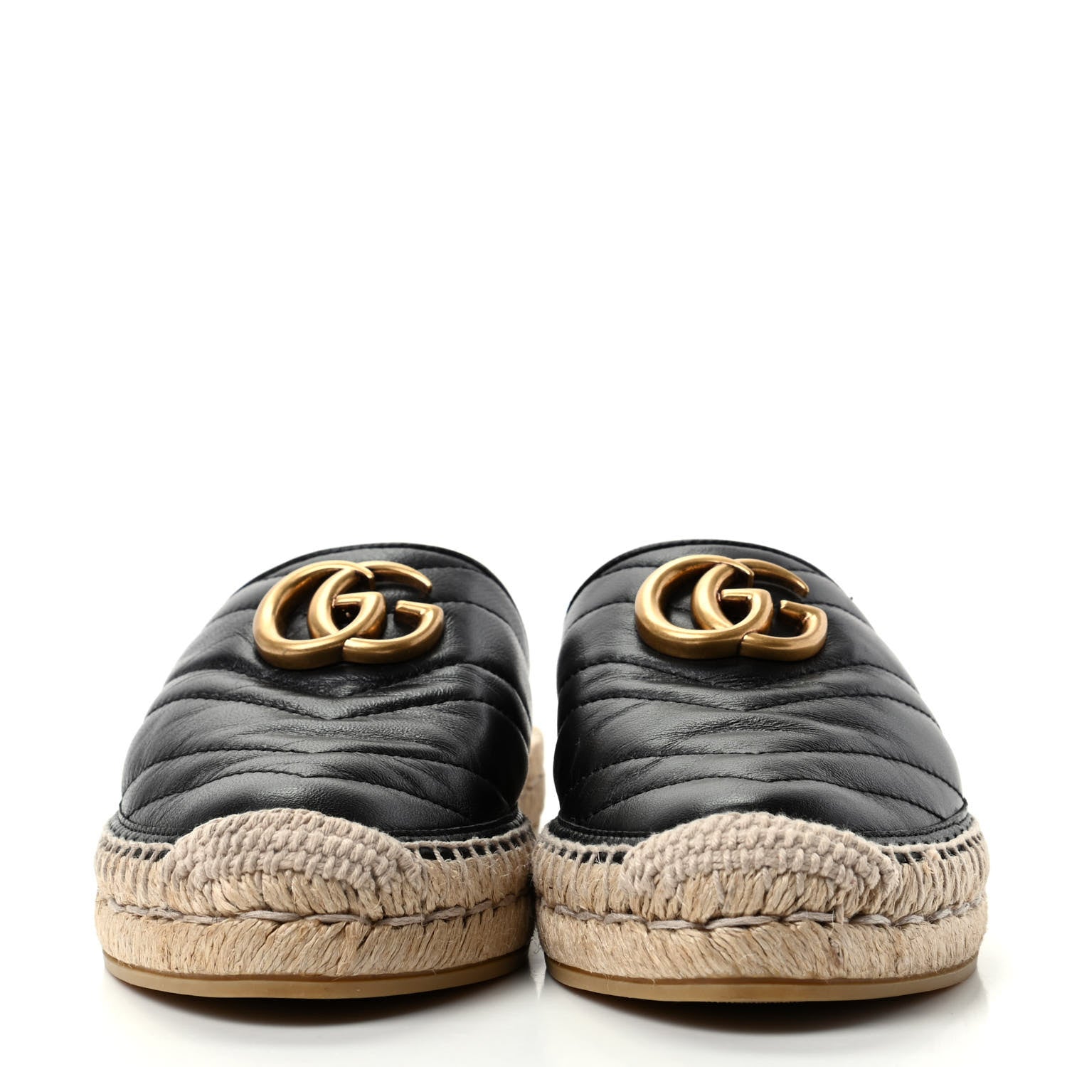 Gucci Nappa Matelasse GG Marmont Espadrille Slippers 35.5 Black 2 of 11