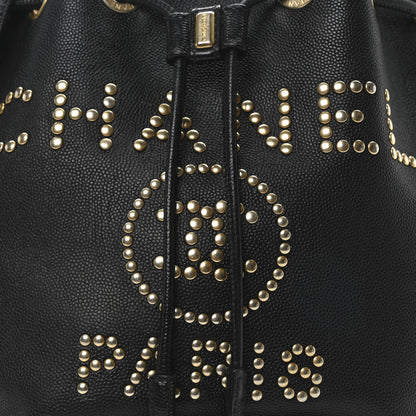Chanel Caviar Deauville Drawstring Bucket Bag Black 8 of 10