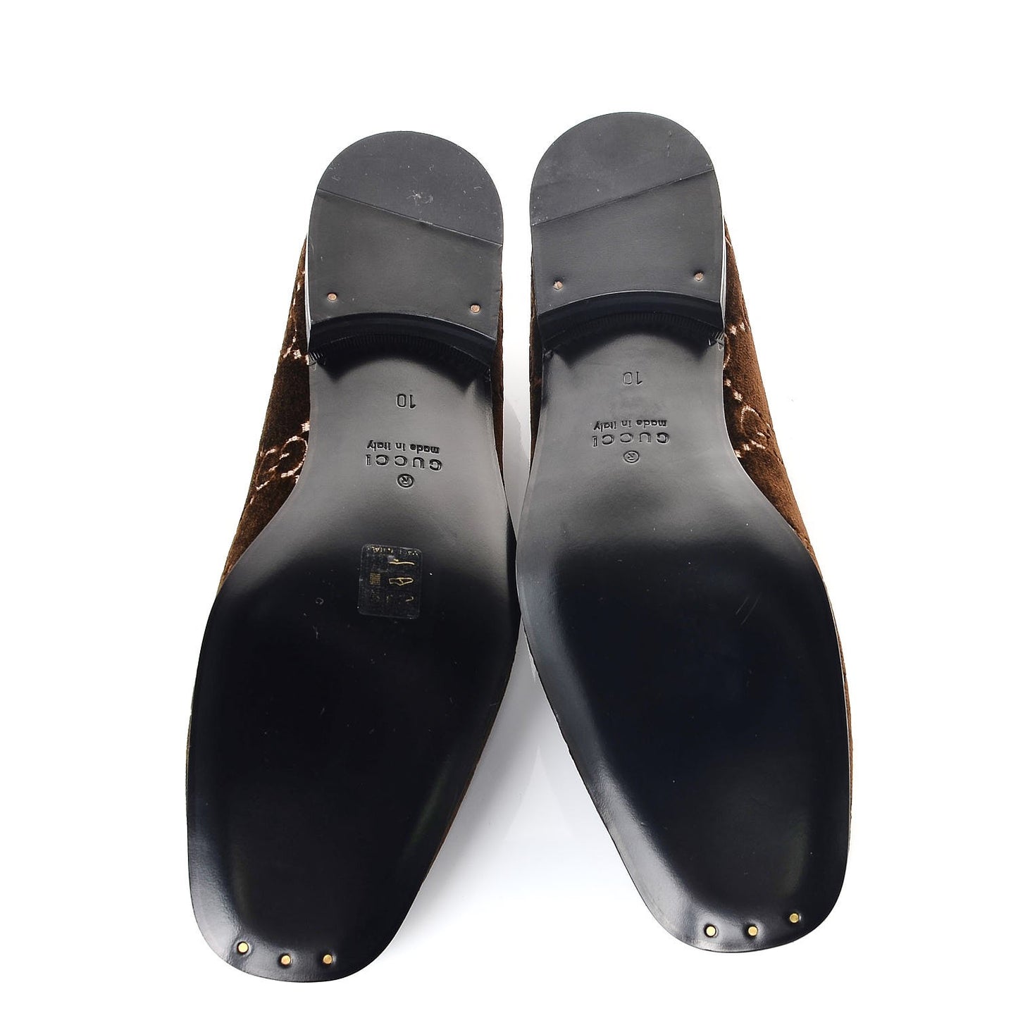 Velvet GG Monogram Mens Loafers 10 Brown