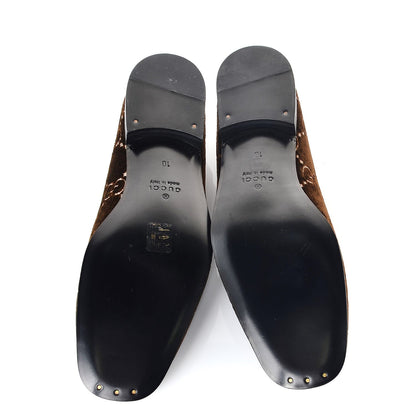 Gucci Velvet GG Monogram Mens Loafers 10 Brown 5 of 8