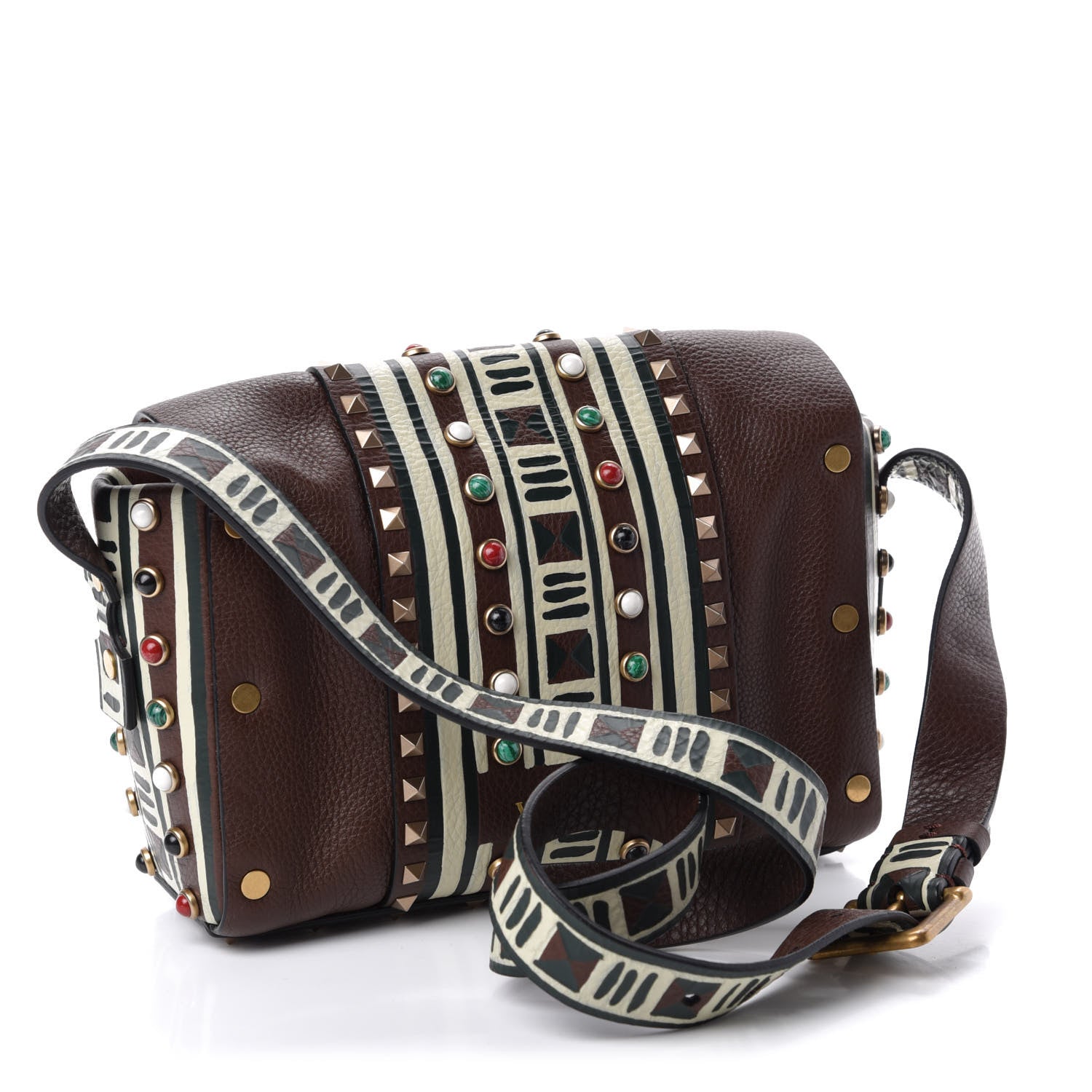 Valentino Garavani Calfskin Tribal Rockstud Shoulder Bag Rubin 3 of 9
