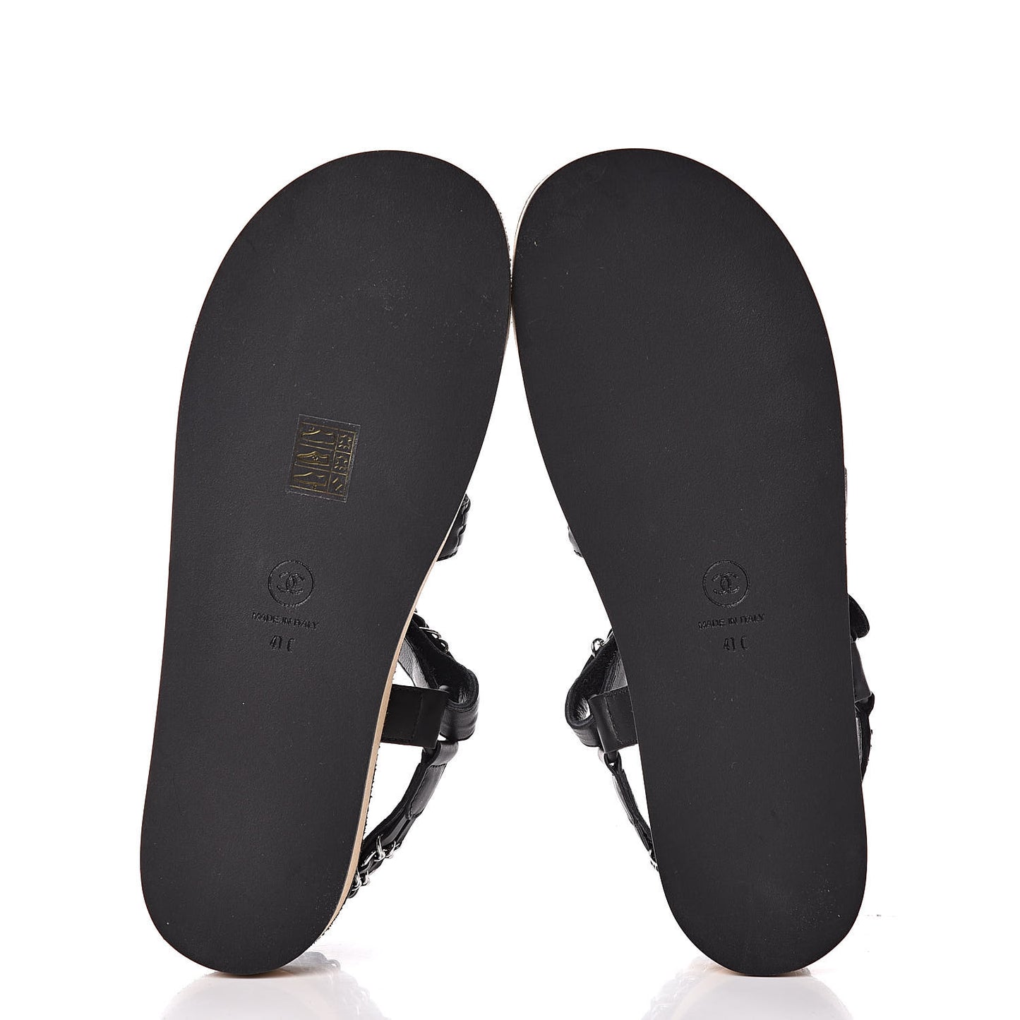 Lambskin Chain Sandals 41 Black